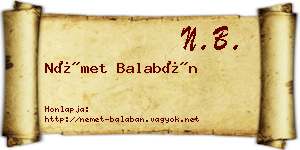 Német Balabán névjegykártya